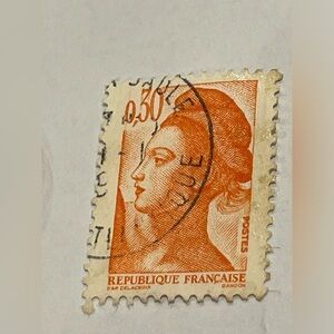 Used Vintage Old Freedom Lady Marianne Portrait France 1986 Postage Stamp